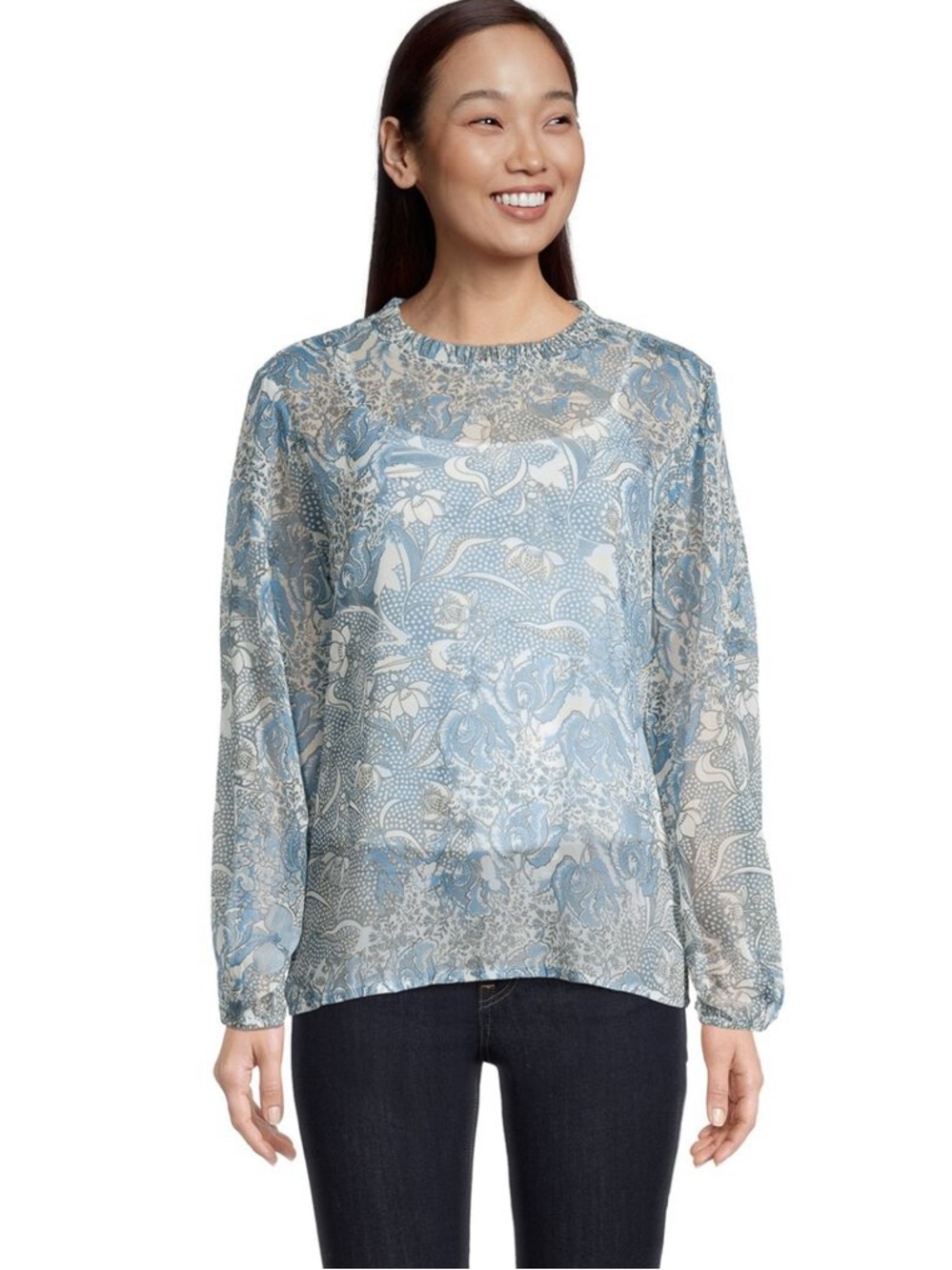 Farah Blue And Green Floral Top Size L/XL